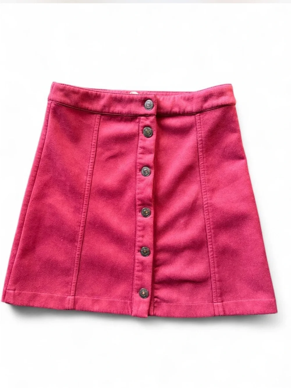 Burgundy suede button up mini skirt  Soft suede-like fabric XS